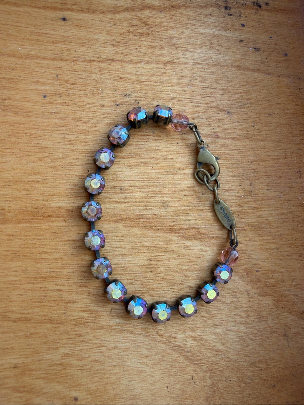 Sabika Iridescent Aurora Bead Bracelet - Pink/Gold Highlights